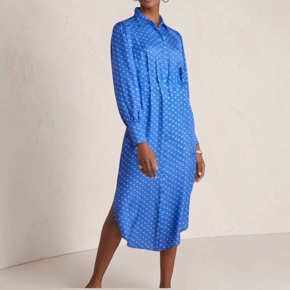 Vineyard Vines NWT Silk Blend Shirt Dress M Country Club Quiet Luxe Coastal Chic